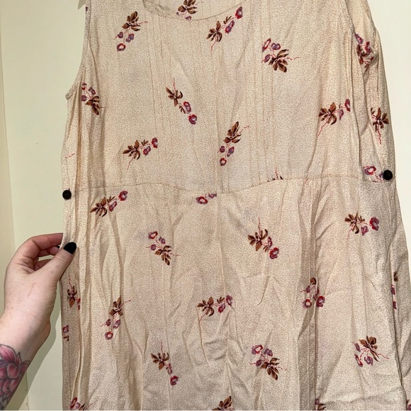 Women’s Vintage April Cornell Tan Cream Soft Floral Tank Top Maxi Dress Size: S - Picture 6 of 16